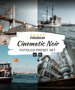 Sinematik Noir Ön Ayar Koleksiyonu: Karanlık, kasvetli sinematik bir görünüm için birinci sınıf Lightroom ve Photoshop ön ayarları. by fotoloji
