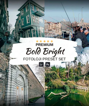 Cesur ve Parlak Fotoğraf Ön Ayarları: Cesur ve parlak fotoğraf düzenleme için birinci sınıf Lightroom ve Photoshop ön ayarları. for fotoloji