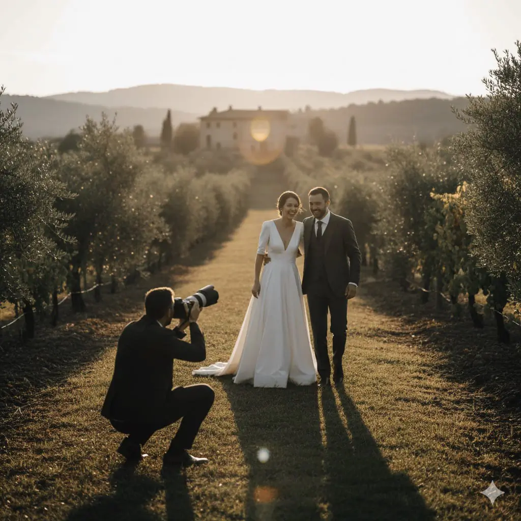 Mutlu bir çiftin bağda yaşadığı romantik anları ölümsüzleştiren düğün fotoğrafçısı. Yüksek kaliteli düğün fotoğrafçılığı.