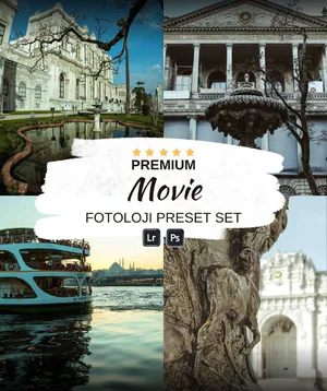 Premium Film Ön Ayar Koleksiyonu: Lightroom ve Photoshop için bu Fotologi ön ayar setiyle videolarınızı geliştirin. for fotoloji