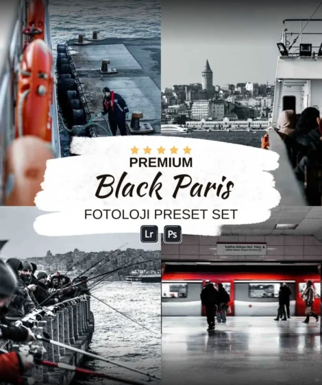 Black Paris Ön Ayar Koleksiyonu: Fotoğraflarınızı bu birinci sınıf Lightroom ve Photoshop ön ayar setiyle geliştirin, karanlık ve kasvetli bir estetik yaratın. for fotoloji
