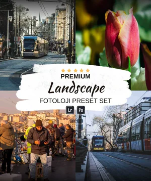 Premium Manzara Ön Ayar Koleksiyonu: Manzara fotoğrafçılığı için mükemmel olan bu Lightroom ve Photoshop ön ayar setiyle fotoğraflarınızı geliştirin. for fotoloji