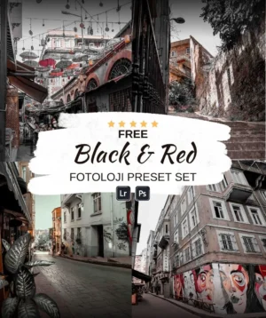 Fotoğraf düzenleme örnekleriyle ücretsiz Siyah ve Kırmızı Lightroom ön ayar seti