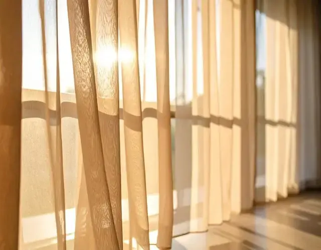 Sunlight through sheer curtains