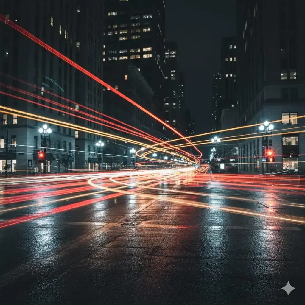 Dijital Fotoğrafçılığın Büyüsü: Yaratıcı Kompozisyonlarla Fark Yaratmak 1 Gece şehir ışıkları: Dijital fotoğrafçılıkta yaratıcı kompozisyonlar.