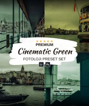 Fotoloji'nin Lightroom ve Photoshop için hazırladığı, yeşil tonlarda şehir manzaraları içeren Sinematik Yeşil fotoğraf ön ayarları.