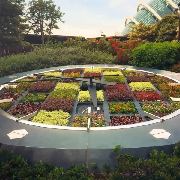 Singapur'da çiçekli dev saat