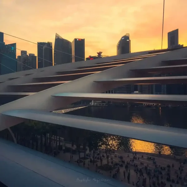 Singapur'da gün batımı manzarası
