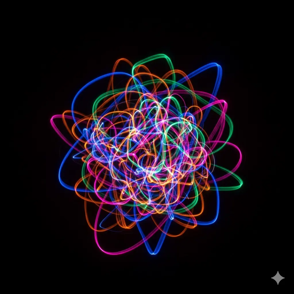 Uzun Pozlama ile Işık Büyüsü: Gece Fotoğraflarında Sanatınızı Yaratın 2 Uzun pozlama ile oluşturulmuş, renkli ışık efektleri içeren soyut gece fotoğrafı.