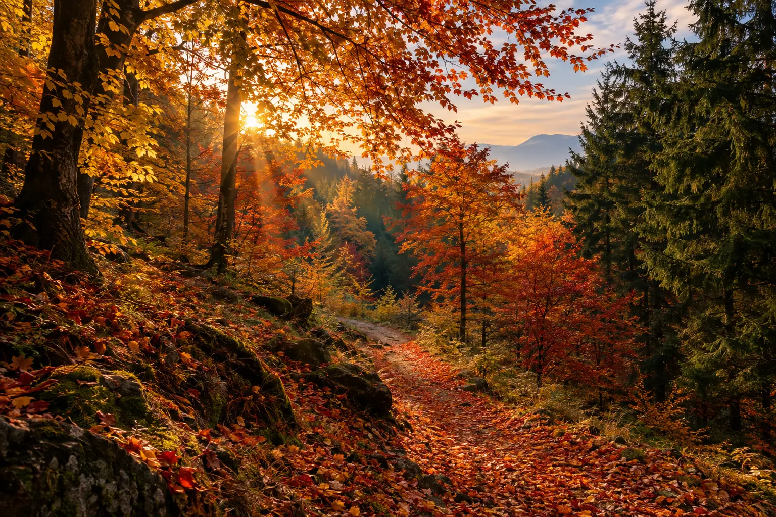 Sonbahar Fotoğrafçılığı: Renkleri Vurgulamanın 9 Yolu 1 A breathtaking autumn forest landscape during golden hour vibrant golden yellow bur 701064