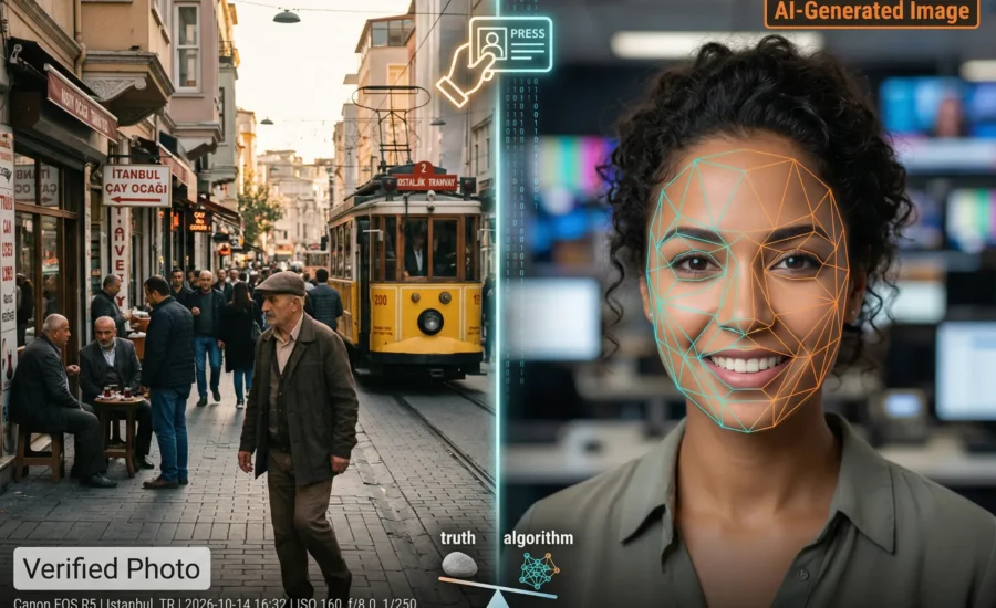 İstanbul'da tramvay ve AI yüz tanıma. Fotoğraf Etiği Trendleri görseli.