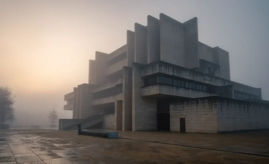 Sisli havada, taş mimarinin etkileyici fotoğrafı. Mimari fotoğraf ve görsel hikaye anlatımı örneği.