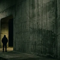 Beton tünelde yalnız bir figür, kadrajın dışında kalan hikâyeler için negatif alan kullanımı.