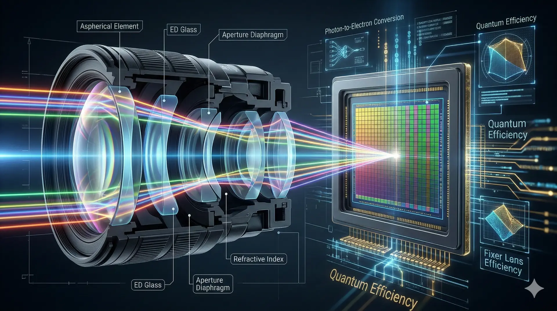 Diyaframın Sırları ve Pozun Matematiği: Işığın Kontrol Rehberi 3 Highly detailed macro shot of a camera sensor