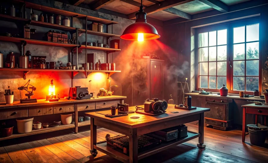 Karanlık oda: analog fotoğrafçılık ekipmanları ve sessizliğin gürültüsü.